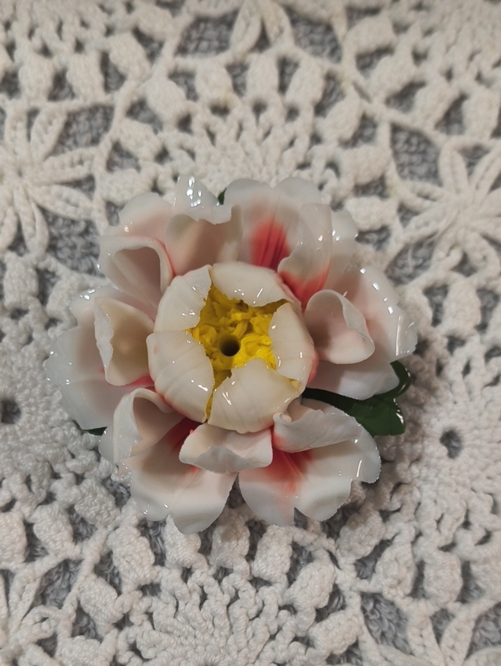 Incense Burner Porcelain Floral Accent  in White, Pink & Yellow